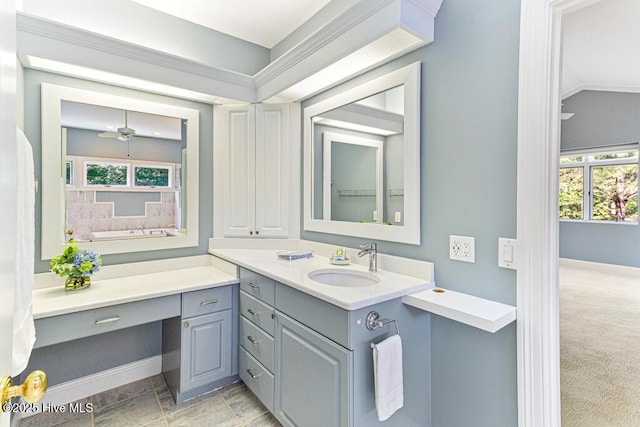 20 Shenecossett Ln, Pinehurst, NC 28374 - bathroom with vanity, baseboards, and a ceiling fan