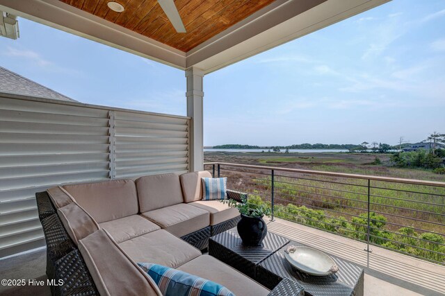 1326 Tidalwalk Dr, Wilmington, NC 28409 - deck with outdoor lounge area and a view of countryside