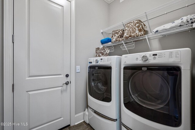 1218 Pinfish Ln, Carolina Beach, NC 28428 - laundry room with separate washer and dryer and baseboards