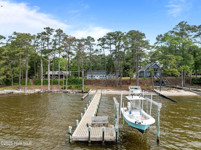 2285 Old Pamlico Beach Rd W, Belhaven, NC 27810 - dock featuring boat lift, a water view, and view of scattered trees