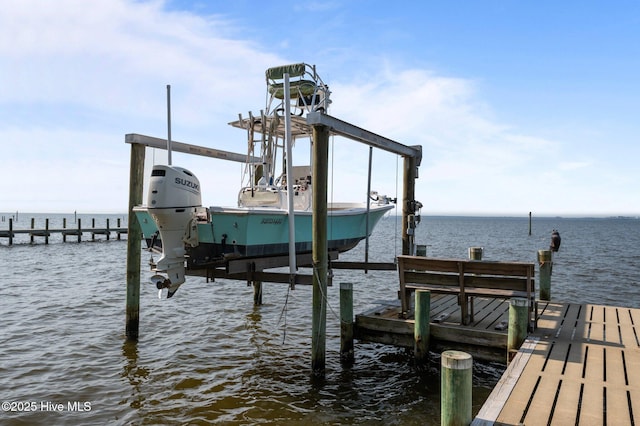 2285 Old Pamlico Beach Rd W, Belhaven, NC 27810 - dock featuring boat lift and a water view