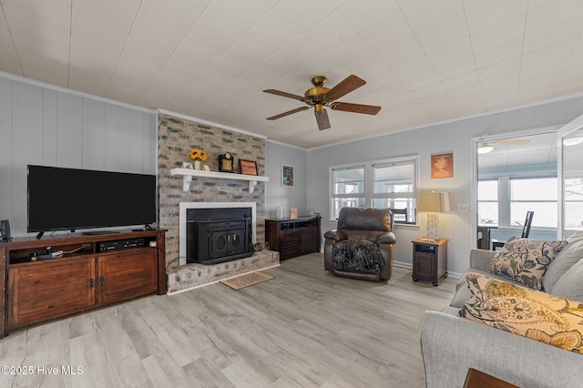 2285 Old Pamlico Beach Rd W, Belhaven, NC 27810 - living room with crown molding, ceiling fan, and wood finished floors