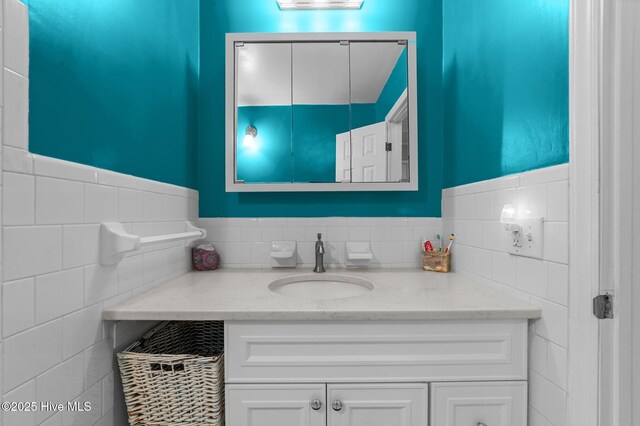 2285 Old Pamlico Beach Rd W, Belhaven, NC 27810 - bathroom with vanity and tile walls