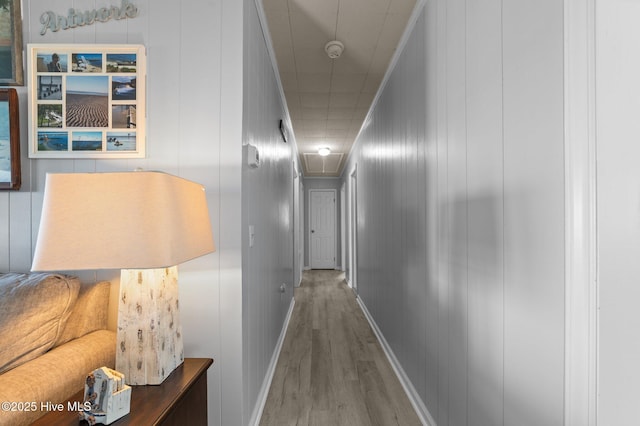 2285 Old Pamlico Beach Rd W, Belhaven, NC 27810 - corridor with attic access, wood finished floors, and baseboards