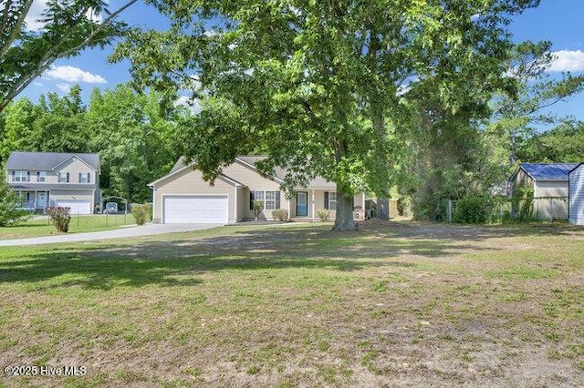 102 Rocky Ct, Richlands, NC 28574 - view of front facade with an attached garage, a front lawn, and concrete driveway