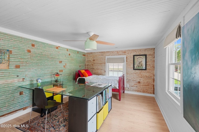105 N Main St, Bath, NC 27808 - kitchen with baseboards, light wood-type flooring, ceiling fan, and dark countertops