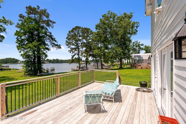 105 N Main St, Bath, NC 27808 - wooden deck with a water view and a lawn