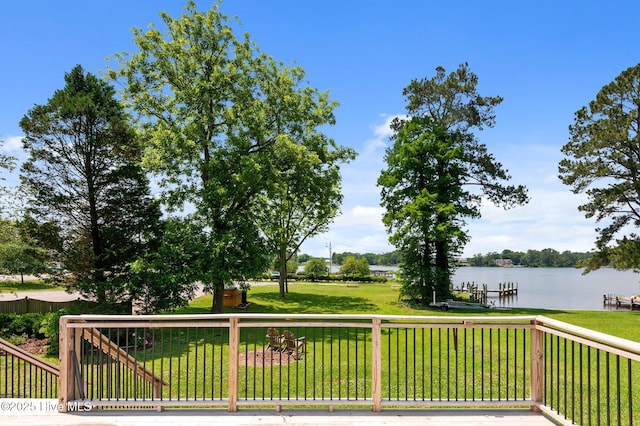 105 N Main St, Bath, NC 27808 - wooden deck with a water view and a lawn