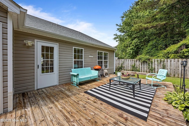 133 Moses Griffin Ln, New Bern, NC 28562 - deck featuring fence and an outdoor living space