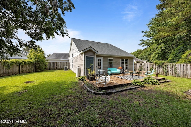 133 Moses Griffin Ln, New Bern, NC 28562 - rear view of house featuring a deck, central AC unit, and an outdoor living space