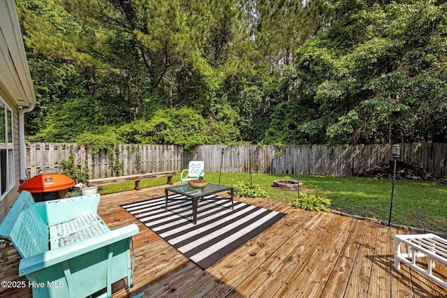 133 Moses Griffin Ln, New Bern, NC 28562 - wooden deck with an outdoor fire pit