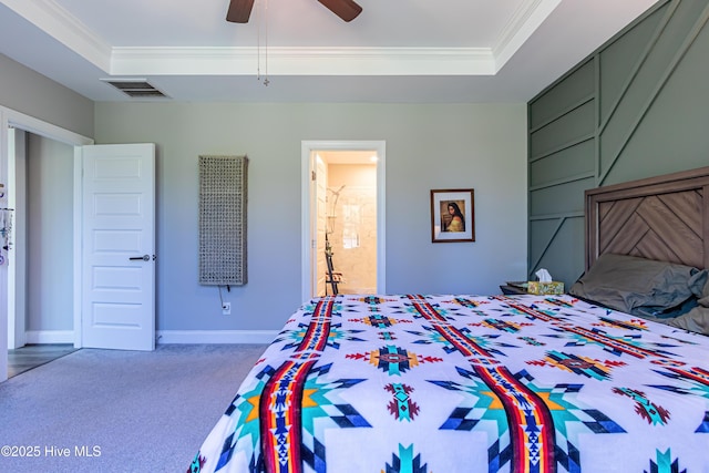 90 N Lamplighters Walk, Hampstead, NC 28443 - bedroom with a raised ceiling, crown molding, carpet floors, baseboards, and a ceiling fan