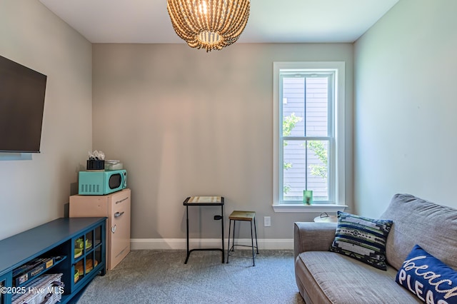 90 N Lamplighters Walk, Hampstead, NC 28443 - sitting room featuring a chandelier, carpet floors, plenty of natural light, and baseboards