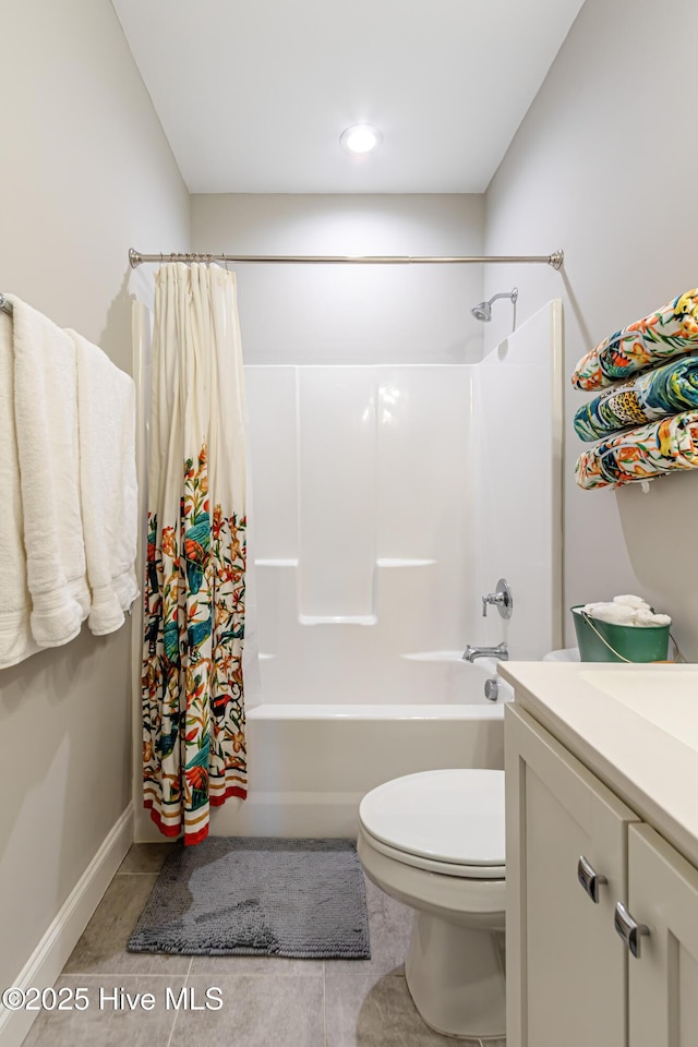 90 N Lamplighters Walk, Hampstead, NC 28443 - bathroom featuring shower / tub combo, toilet, vanity, baseboards, and tile patterned floors