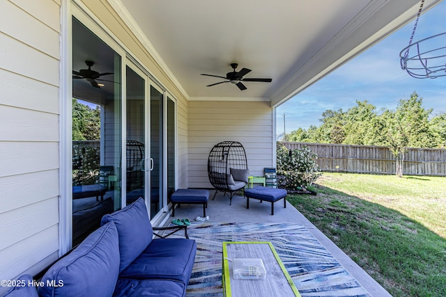 90 N Lamplighters Walk, Hampstead, NC 28443 - view of patio / terrace with ceiling fan and an outdoor living space