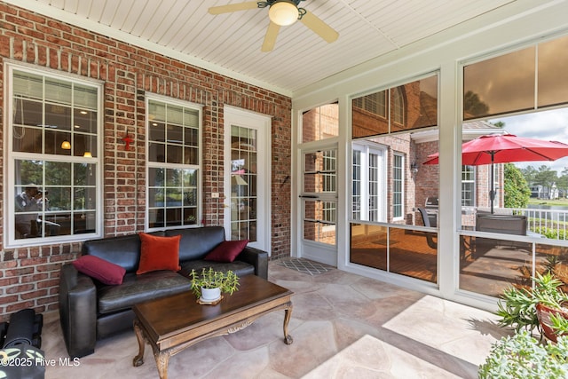 6575 Longwater Ct SW, Ocean Isle Beach, NC 28469 - sunroom featuring ceiling fan
