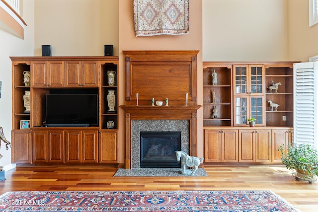 6575 Longwater Ct SW, Ocean Isle Beach, NC 28469 - living area featuring light wood finished floors and a premium fireplace