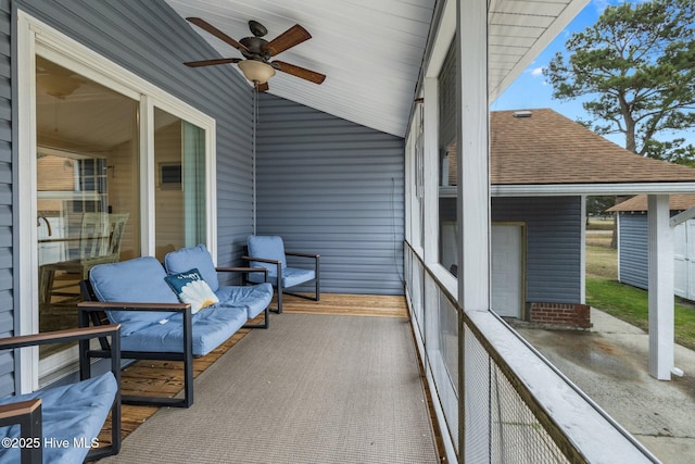 101 Mallard Dr, Currituck, NC 27929 - balcony with a ceiling fan