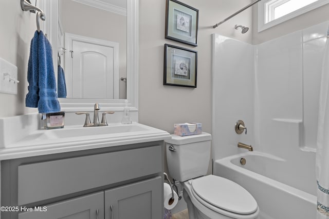 3032 Beachcomber Dr, Southport, NC 28461 - full bathroom with vanity, toilet, and shower / bath combination with curtain