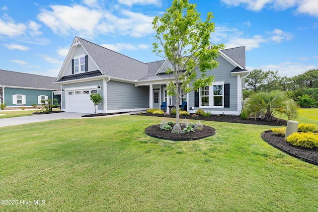 3032 Beachcomber Dr, Southport, NC 28461 - traditional-style house with driveway, a standing seam roof, a front lawn, and metal roof