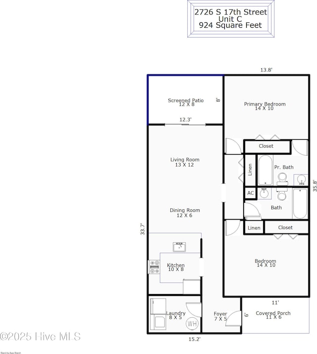 2726 S 17th St Unit C, Wilmington, NC 28412 - floor plan / room layout