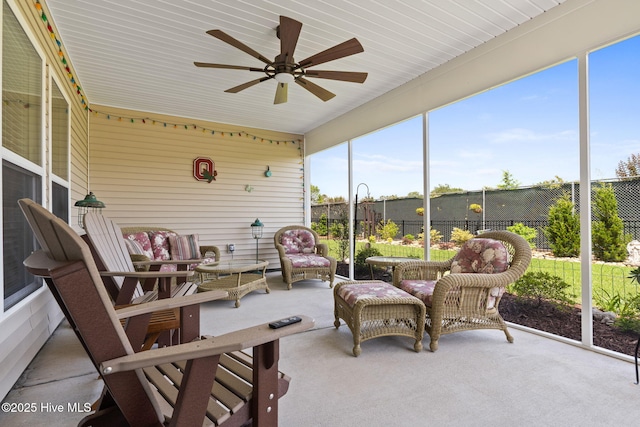 113 Eagle Claw Dr, Calabash, NC 28467 - sunroom / solarium with a ceiling fan and an outdoor living space