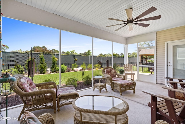 113 Eagle Claw Dr, Calabash, NC 28467 - sunroom / solarium featuring a ceiling fan