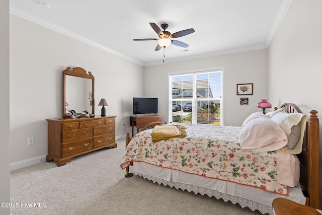113 Eagle Claw Dr, Calabash, NC 28467 - carpeted bedroom with crown molding, baseboards, and ceiling fan