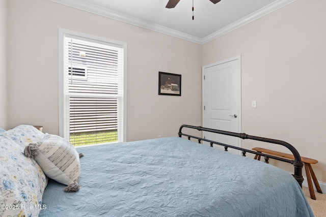 113 Eagle Claw Dr, Calabash, NC 28467 - bedroom featuring carpet, ornamental molding, baseboards, and a ceiling fan