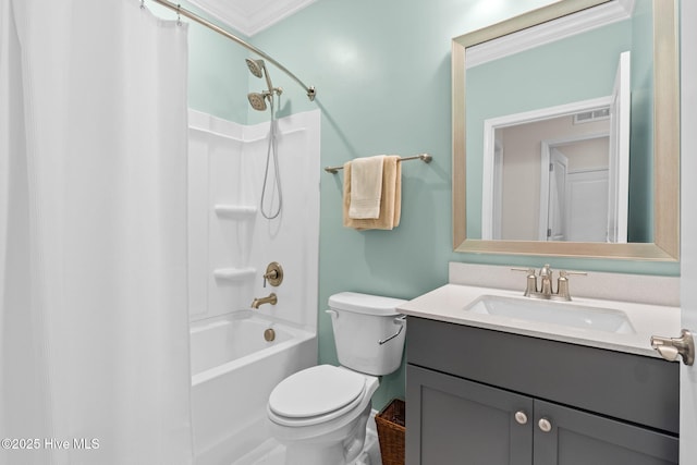113 Eagle Claw Dr, Calabash, NC 28467 - bathroom featuring crown molding, vanity, toilet, and shower / bath combo