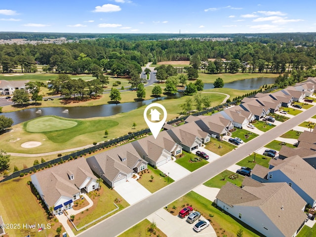 113 Eagle Claw Dr, Calabash, NC 28467 - aerial perspective of suburban area featuring a local golf course, a large body of water, and a tree filled landscape