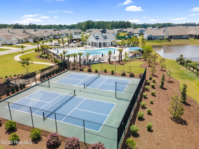 113 Eagle Claw Dr, Calabash, NC 28467 - view of tennis court with a residential view and a water view