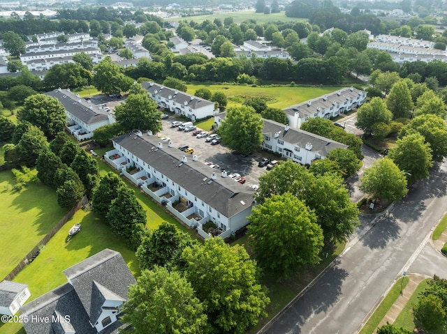 aerial view of a tree filled landscape