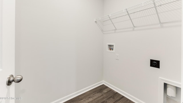 2304 Emerald Ave Lot 272, Castle Hayne, NC 28429 - laundry area with hookup for an electric dryer, hookup for a washing machine, baseboards, and dark wood-style floors