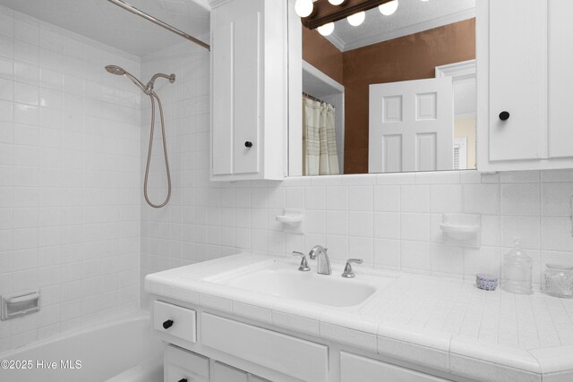 2008 S Elm St, Greenville, NC 27858 - bathroom featuring vanity, tasteful backsplash, and shower / tub combo