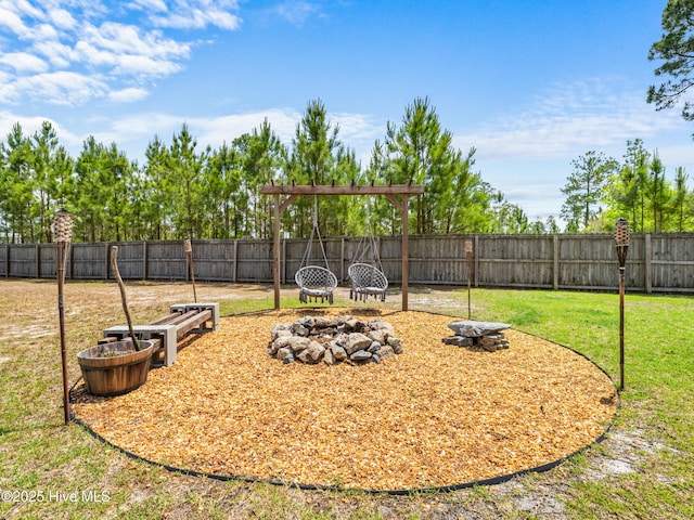 118 Prospect Dr, Richlands, NC 28574 - view of yard featuring a fire pit