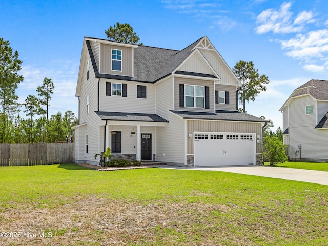 118 Prospect Dr, Richlands, NC 28574 - view of front of home featuring board and batten siding, concrete driveway, a garage, a porch, and a shingled roof
