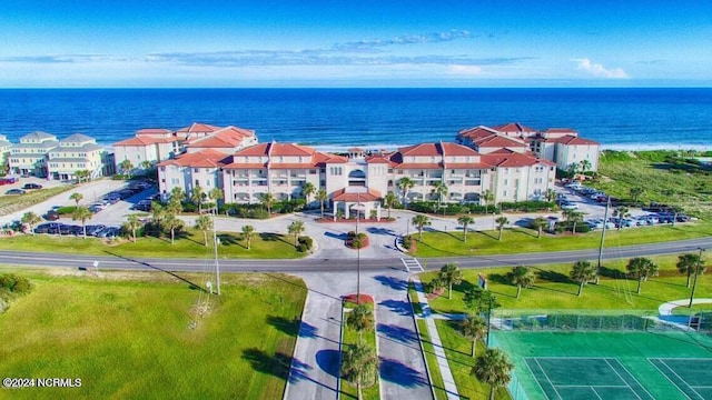 aerial view of a nearby body of water
