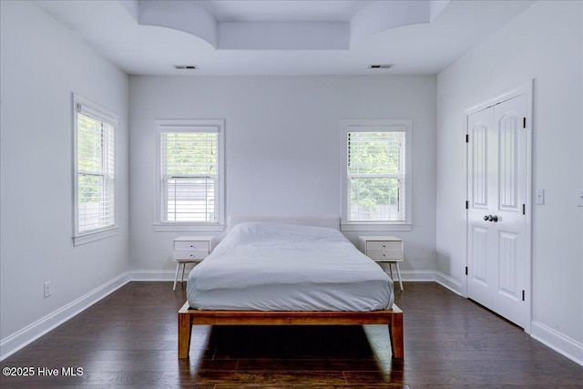 222 Station House Rd, New Bern, NC 28562 - bedroom with multiple windows, dark wood-type flooring, and baseboards