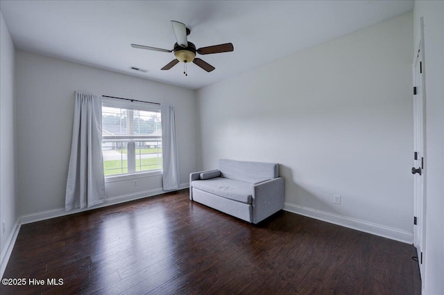 222 Station House Rd, New Bern, NC 28562 - living area featuring ceiling fan, wood finished floors, and baseboards