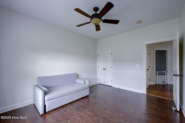 222 Station House Rd, New Bern, NC 28562 - sitting room featuring wood finished floors, ceiling fan, and baseboards
