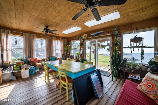 859 Old Pamlico Beach Rd W, Belhaven, NC 27810 - sunroom / solarium featuring wooden ceiling, hardwood / wood-style floors, and a skylight