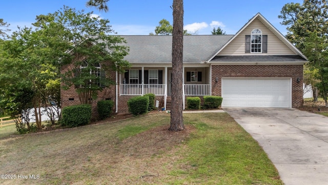 144 Newington Way, Aberdeen, NC 28315 - traditional-style house featuring brick siding, covered porch, driveway, and a front lawn
