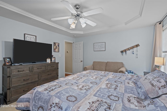 144 Newington Way, Aberdeen, NC 28315 - bedroom with a raised ceiling, crown molding, and ceiling fan