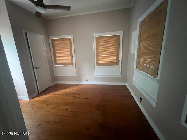 617 Fullwood St, Wilmington, NC 28401 - spare room with wood finished floors, ceiling fan, and baseboards