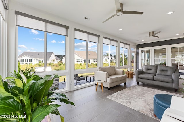 4224 Cobleskill Dr, Leland, NC 28451 - sunroom with recessed lighting, a residential view, and tile patterned floors