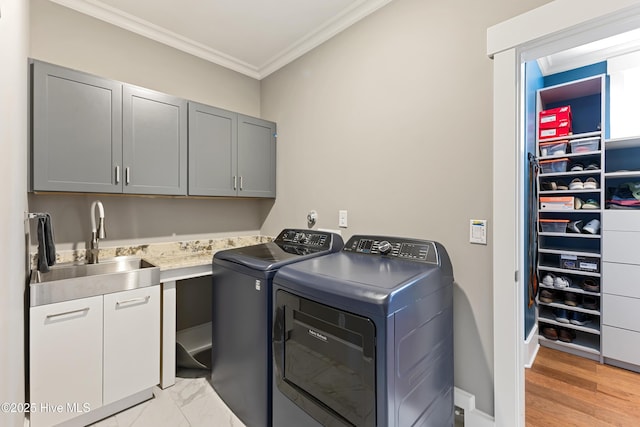 4224 Cobleskill Dr, Leland, NC 28451 - laundry room with cabinet space, independent washer and dryer, and crown molding