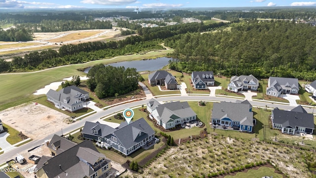 4224 Cobleskill Dr, Leland, NC 28451 - aerial perspective of suburban area with a large body of water, a golf club, and a forest