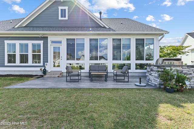 4224 Cobleskill Dr, Leland, NC 28451 - rear view of property featuring a patio area, exterior kitchen, and a lawn