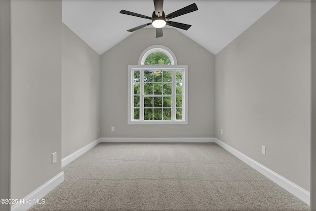 1306 Wakefield Ct, Winnabow, NC 28479 - carpeted spare room with a ceiling fan, baseboards, and lofted ceiling